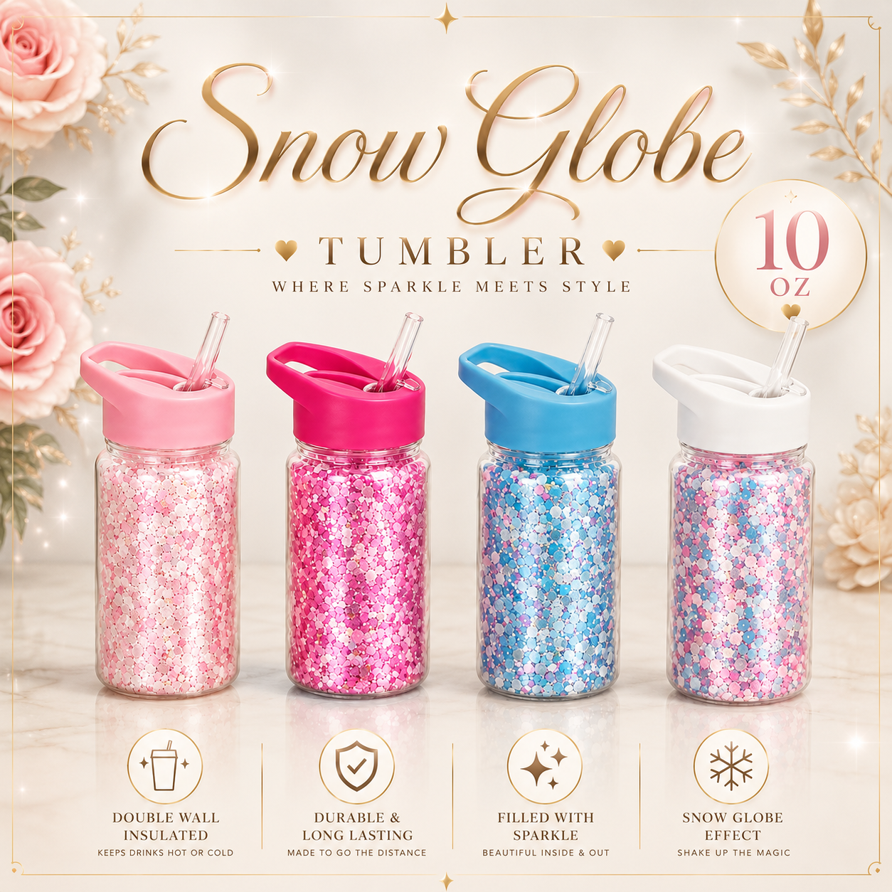 10 oz Kids Snow Globe Tumbler