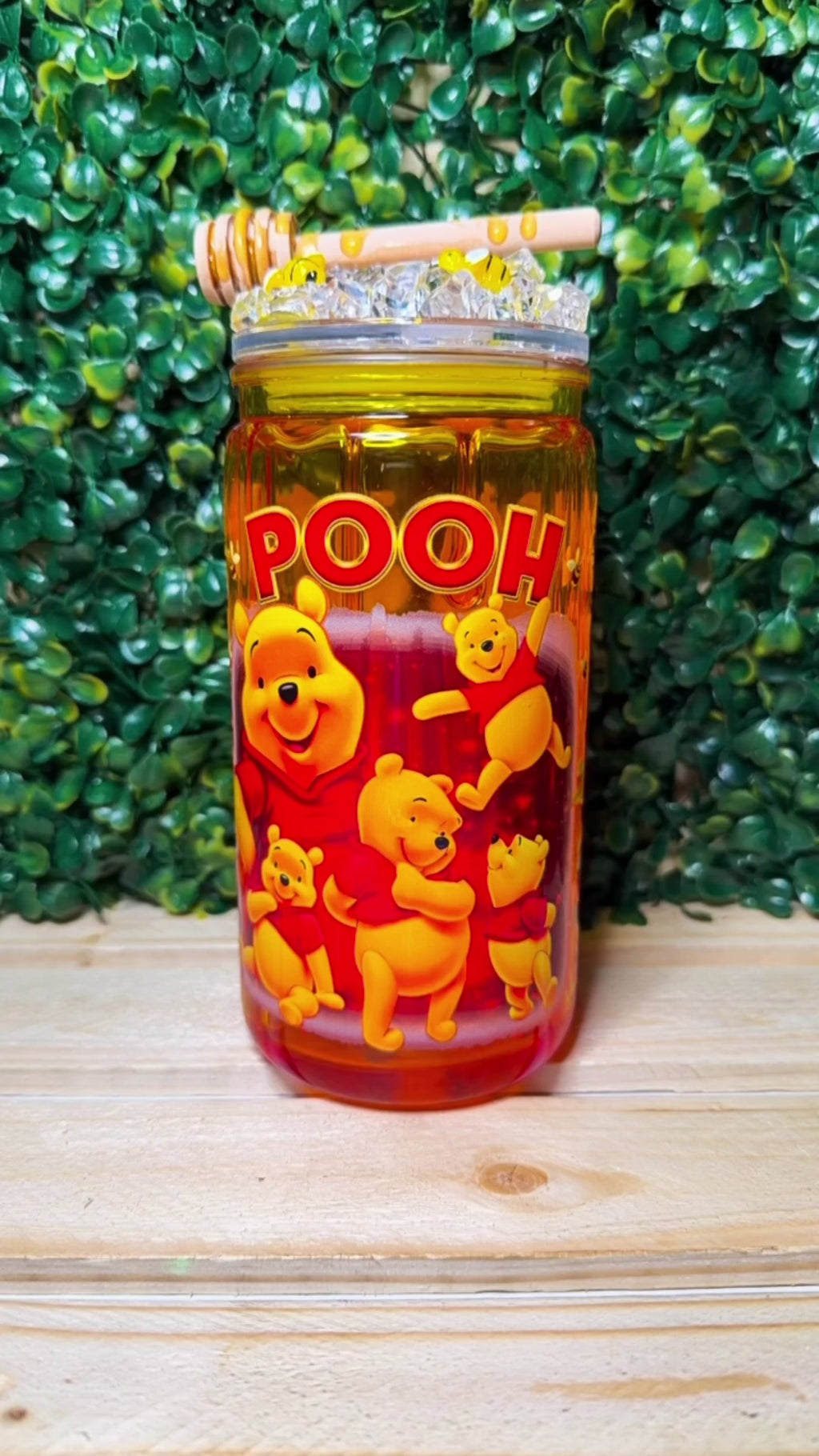 Honey Bear Honey Drip Snow Globe Tumbler – 16 oz