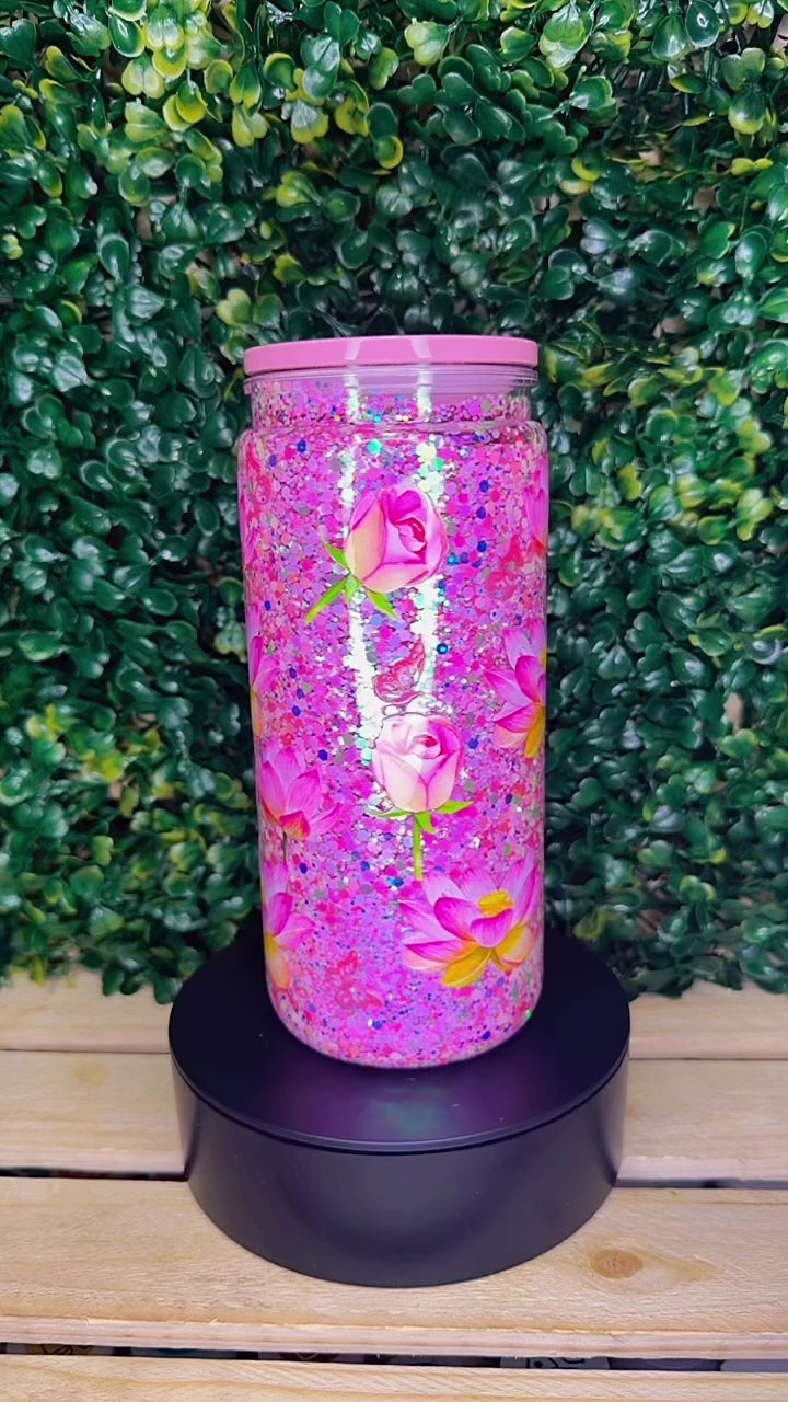 Flower 20oz glitter tumbler