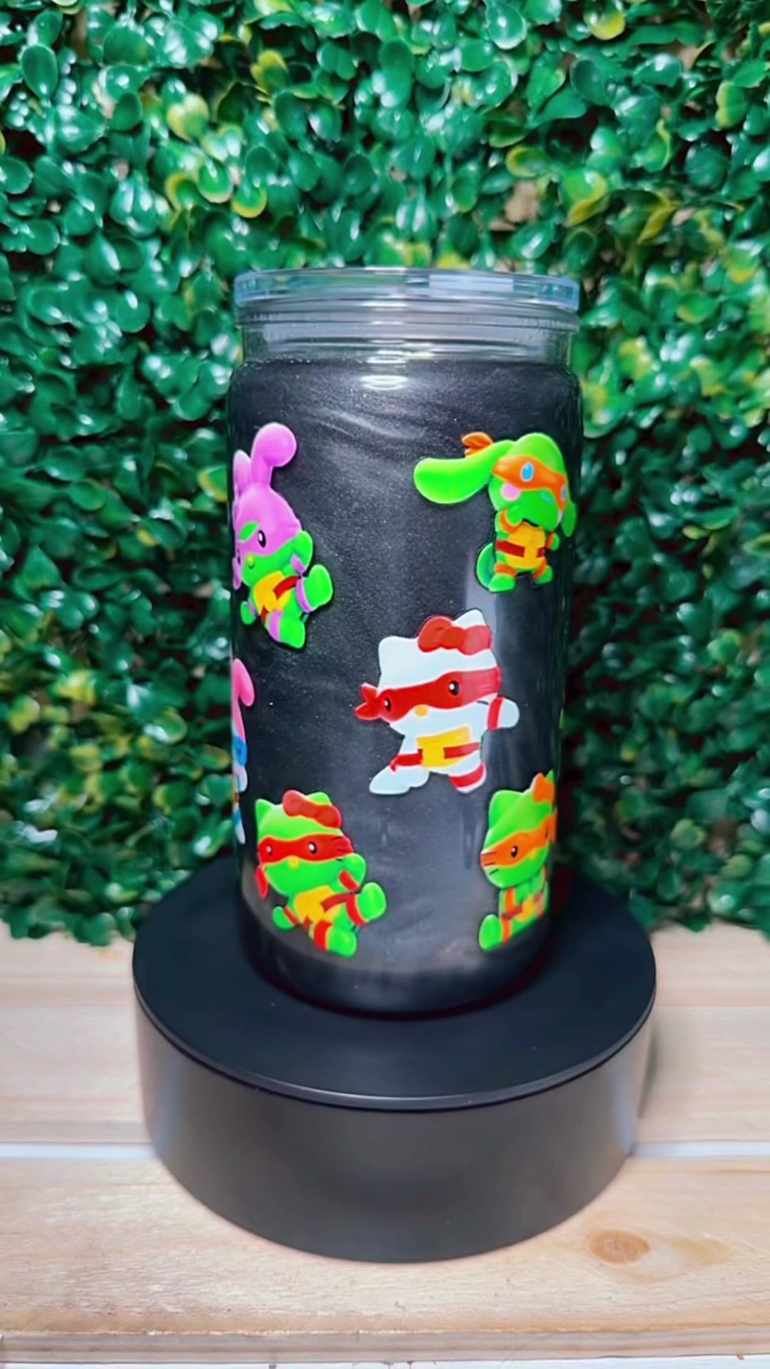 Cute Ninja Friends Snow Globe Tumbler 16 oz